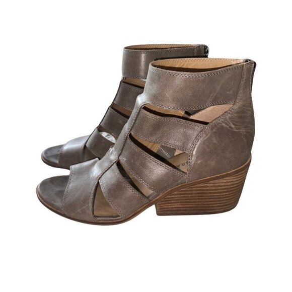 Lucky Brand Brown Leather Suede Cut Out Heel Sandals Women's 10 - Picture 1 of 9